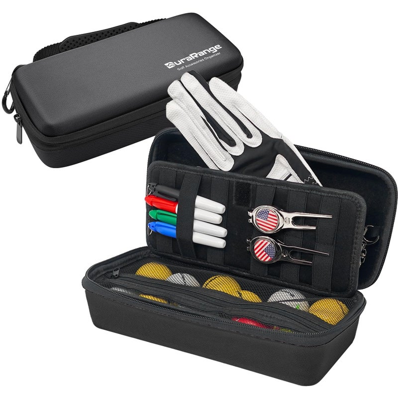 DURARANGE Golf Glove Holder Case with Glove Shaper - Portable Golf Accessories Organizer for Men & Women - Large Capacity for Balls, Tees, Markers - Ideal Gift - Black - Image 1