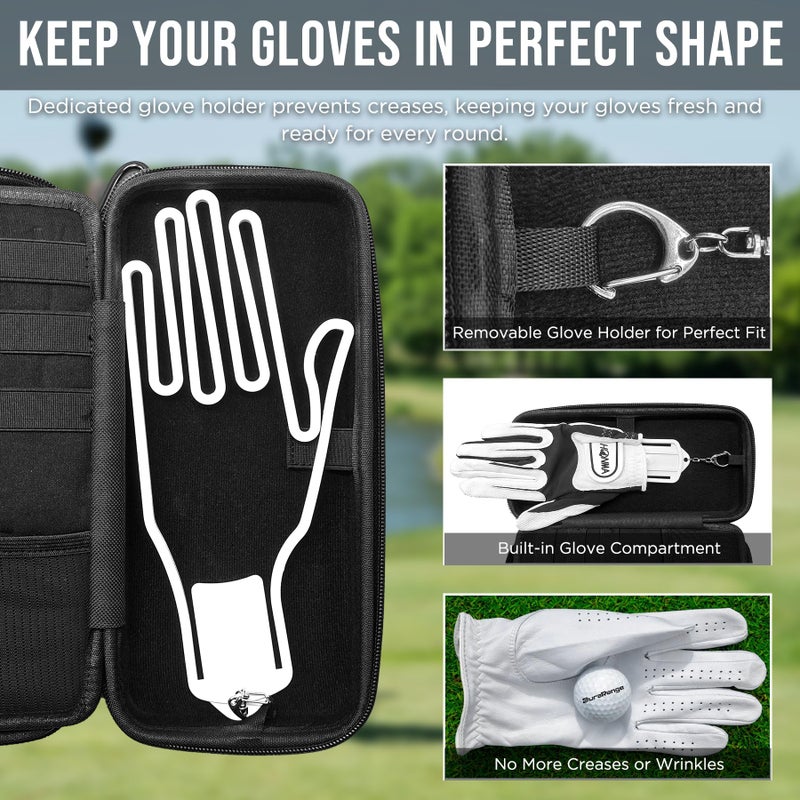 DURARANGE Golf Glove Holder Case with Glove Shaper - Portable Golf Accessories Organizer for Men & Women - Large Capacity for Balls, Tees, Markers - Ideal Gift - Black - Image 4