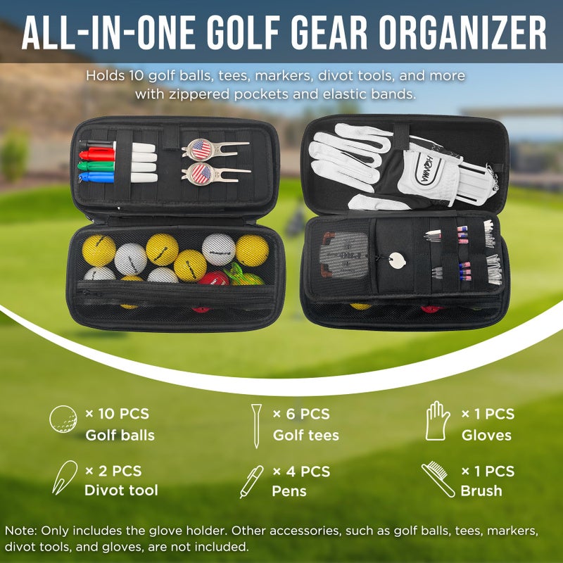 DURARANGE Golf Glove Holder Case with Glove Shaper - Portable Golf Accessories Organizer for Men & Women - Large Capacity for Balls, Tees, Markers - Ideal Gift - Black - Image 3