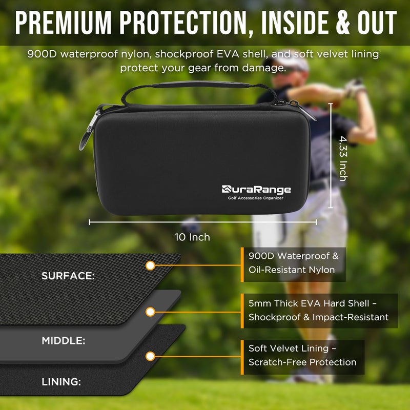 DURARANGE Golf Glove Holder Case with Glove Shaper - Portable Golf Accessories Organizer for Men & Women - Large Capacity for Balls, Tees, Markers - Ideal Gift - Black - Image 2