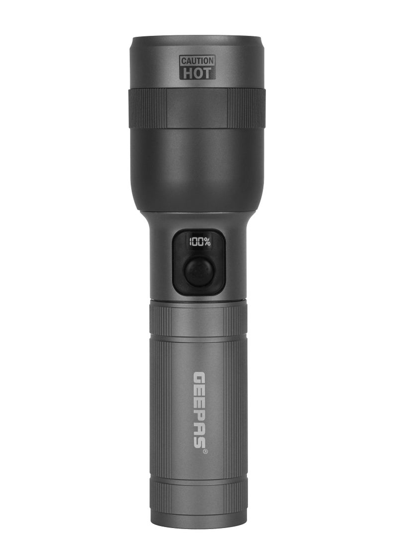 GEEPAS Digital Zoomable LED Flashlight 60 W | 244MM Flash Light With Cree Led - Image 1