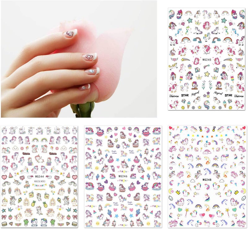 Konsait Nail Stickers Decals 1200 Designs Self Adhesive 3D Nail Art Stickers Rainbow Diamond Nail Tips Decorations Manicure Decor for Kids Girls Birthday Party Favor Nail Salon Gift - Image 5