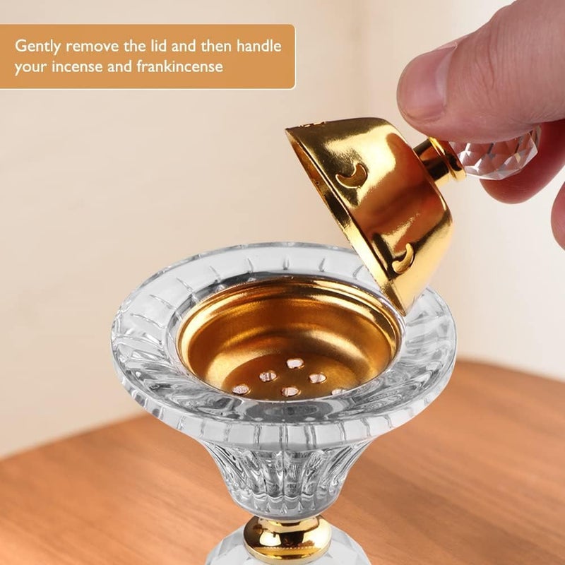 Zikra Crystal Incense Burner, Bakhoor Burner Diffuser Resin Burner, Classical Home Deco Aromatherapy Ornament for Yoga Meditation Spa, Cup-Shape - Image 1