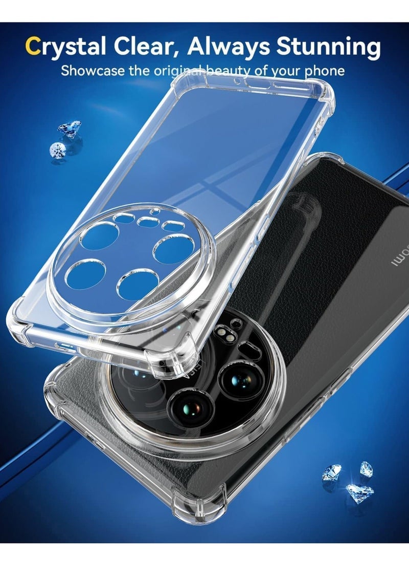 ELTRAZONE حافظة متوافقة مع Xiaomi 14 Ultra – زوايا معززة واضحة مقاومة للخدش من TPU مطاط سيليكون ناعم للهاتف لـ Xiaomi Mi 14 Ultra – أفضل حماية للكاميرا غطاء شفاف - Image 3