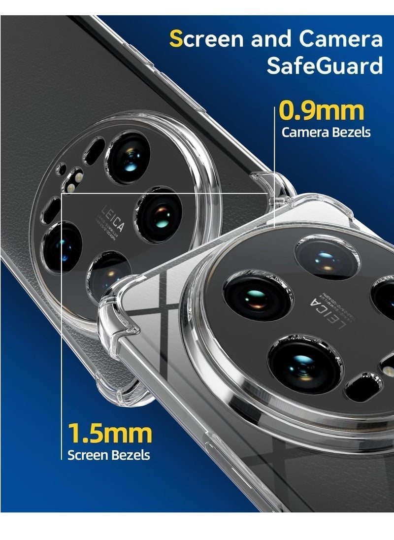 ELTRAZONE حافظة متوافقة مع Xiaomi 14 Ultra – زوايا معززة واضحة مقاومة للخدش من TPU مطاط سيليكون ناعم للهاتف لـ Xiaomi Mi 14 Ultra – أفضل حماية للكاميرا غطاء شفاف - Image 4