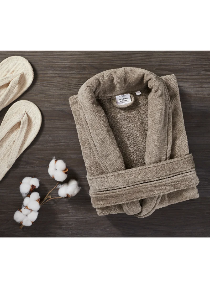 Donetella Unisex 100% Cotton Velour Bathrobe Large & Extra Large Size, 400 GSM, Luxurious & Absorbent, Soft Velvet Feel, Ankle-Length with Shawl Collar & Pockets