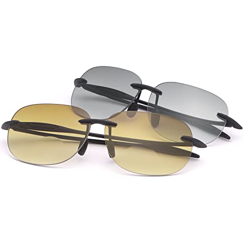 MIRYEA 2 Pairs Rimless Bifocal Reading Sunglasses UV400 Protection Sports Outdoor Unisex Sun Readers Blue Light Blocking Glasses for Men and Women Driving Safety Eyeglasses Tinted Lens Shades Eyewear 1.0 - Image 1