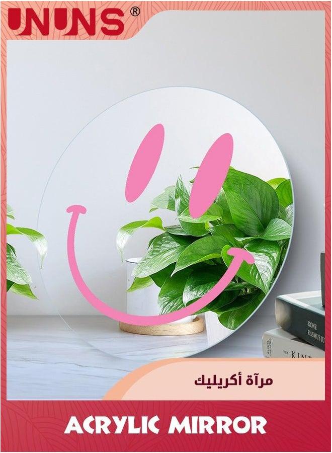 UNUNS Room Decor Acrylic Mirror,Round Smile Face Preppy Mirror Wall Art,Bedroom Teen Girl Funky Decor,12 Inch/30cm  - Image 3