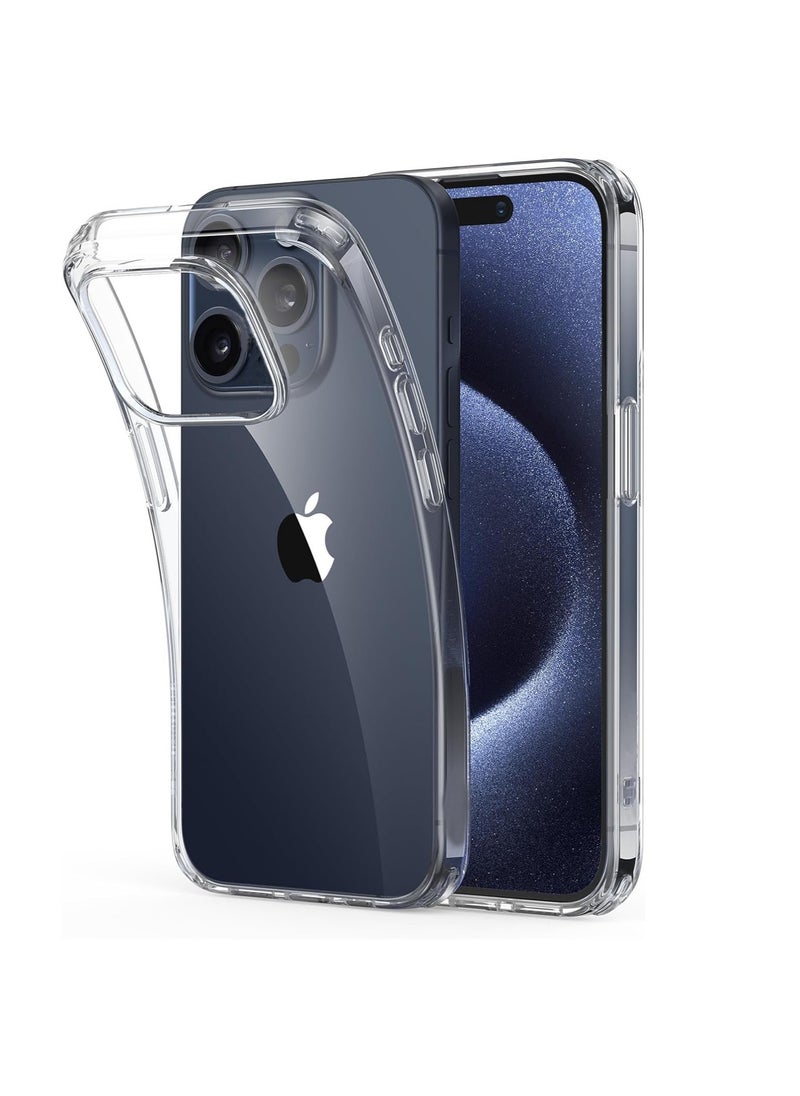 HuHa - Clear Case for iPhone 15 Pro Case, Shockproof Thin Cover, Yellowing-Resistant Slim Transparent TPU Phone Case, Zero Series, Clear - Image 1