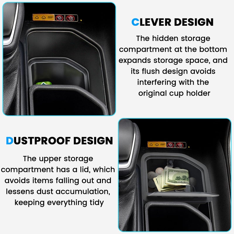 Neepiar 2PCS Center Console Cup Holder Organizer Compatible with 2023 2024 2025 2026 Toyota Grand Highlander Insert Coin Storage Box Interior Accessories - Image 4