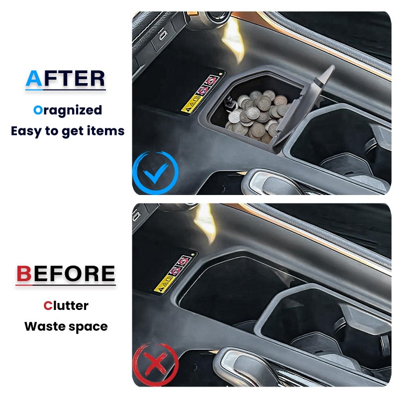 Neepiar 2PCS Center Console Cup Holder Organizer Compatible with 2023 2024 2025 2026 Toyota Grand Highlander Insert Coin Storage Box Interior Accessories - Image 3