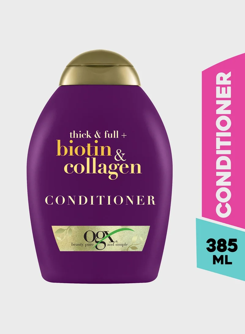 Ogx OGX Conditioner, Thick & Full+ Biotin & Collagen, New Gentle and PH Balanced Formula, 385ml