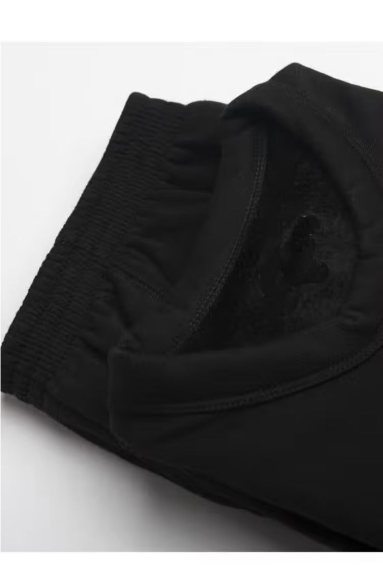 Drosh Men's Winter Pajamas - 2 Pieces - Long Sleeve T-Shirt with Pants - Cotton Outer and Soft Faux Fur Lining - Black - Image 2