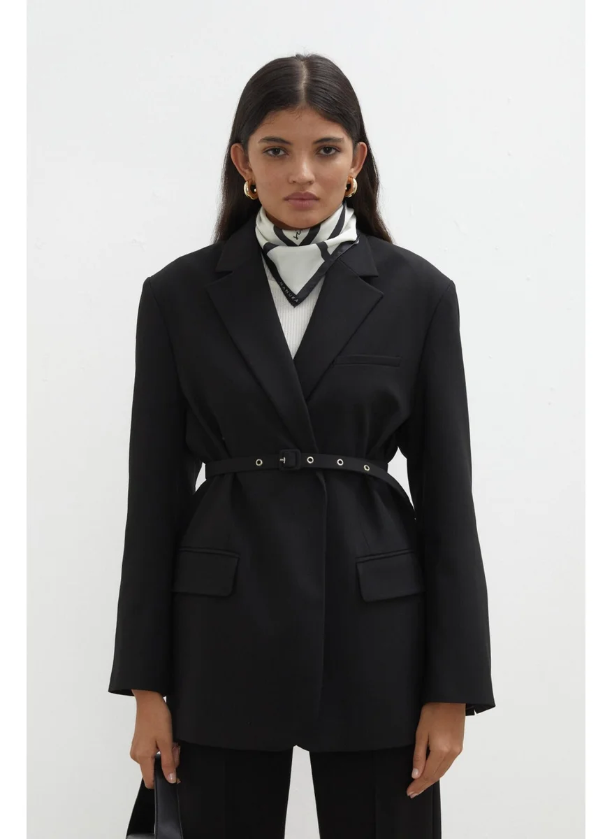 مانوكا Belted Blazer Jacket Black