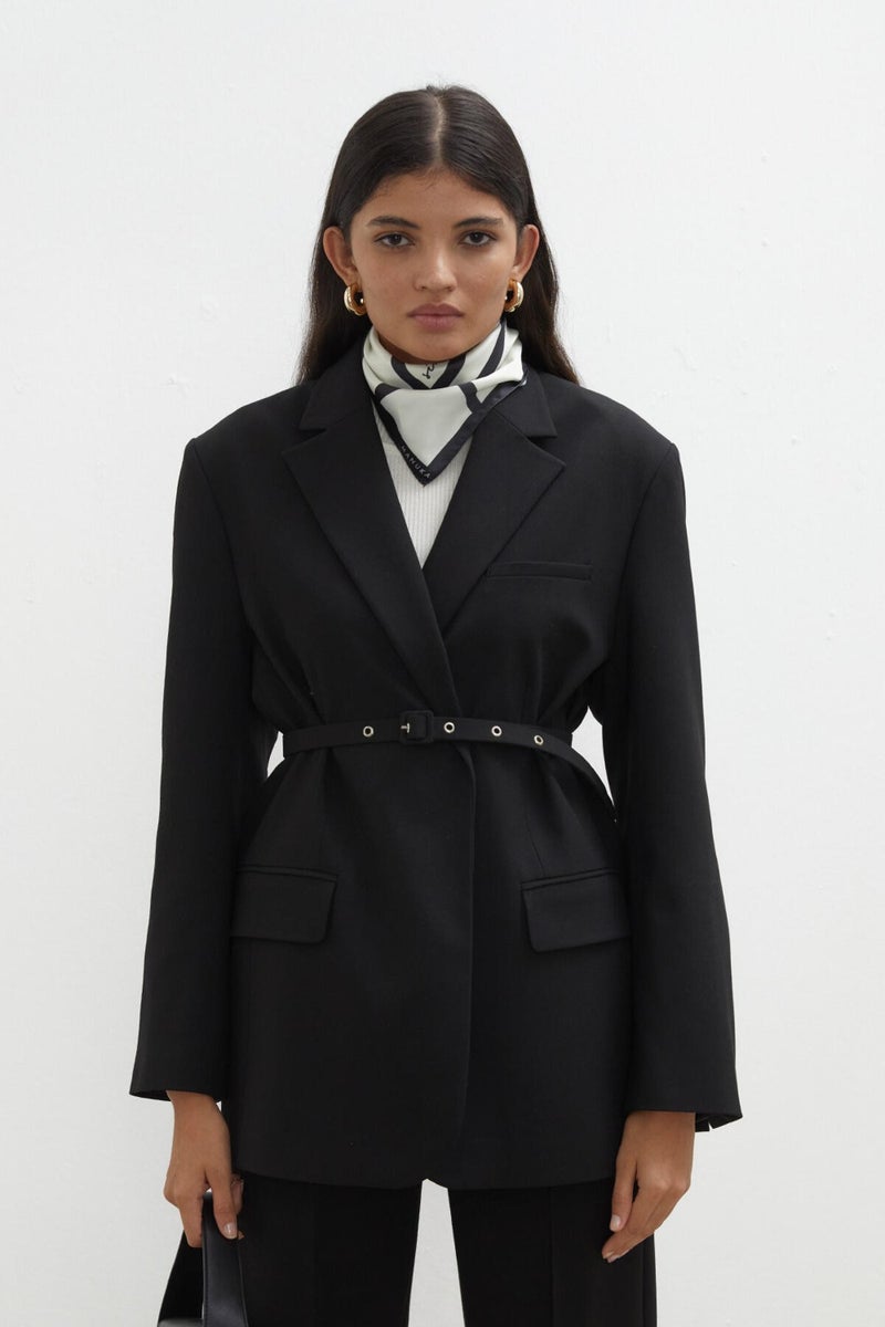 Manuka Belted Blazer Jacket Black  - Image 1