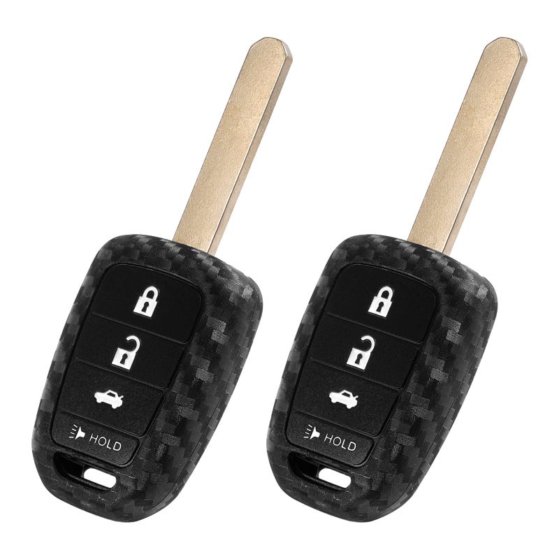 WORCAS 2 Pcs Carbon Fiber Silicone Case Compatible with Honda Accord Civic CRV HRV 4 Button Keyless Entry Remote - Image 3