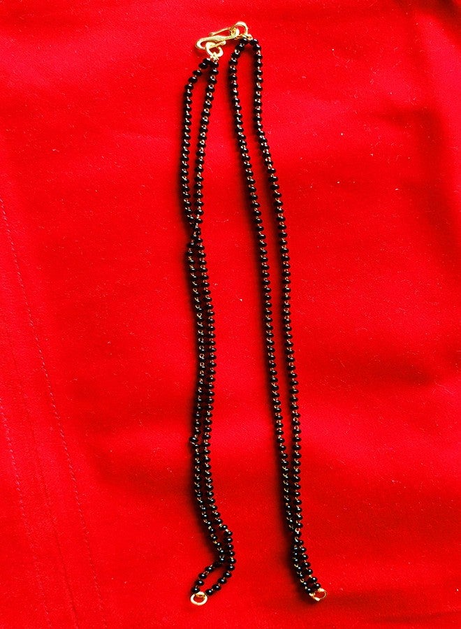 Untouched Gold Plated Woman's 18" inches Double Line Black Beaded Mangalsutra Chain Without Pendant For Women (18" in double 3pc) - Image 2