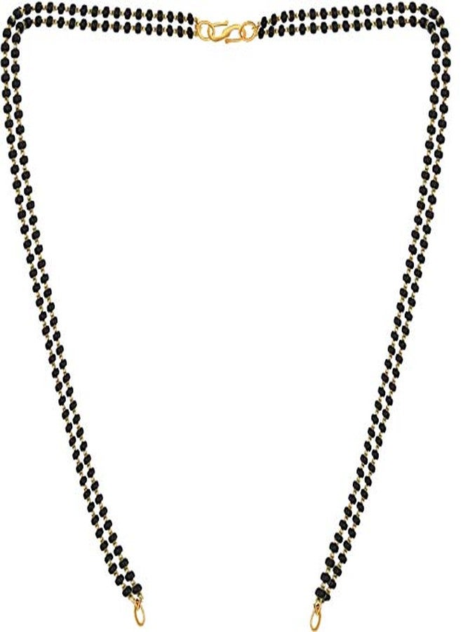 Untouched Gold Plated Woman's 18" inches Double Line Black Beaded Mangalsutra Chain Without Pendant For Women (18" in double 3pc) - Image 1