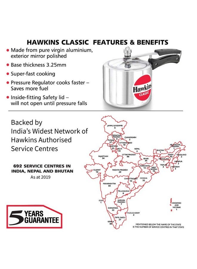 Hawkins Aluminium 3 Litre Classic Pressure Cooker, Tall Design Inner Lid Cooker, Best Cooker, Silver (Cl3T) - Image 3