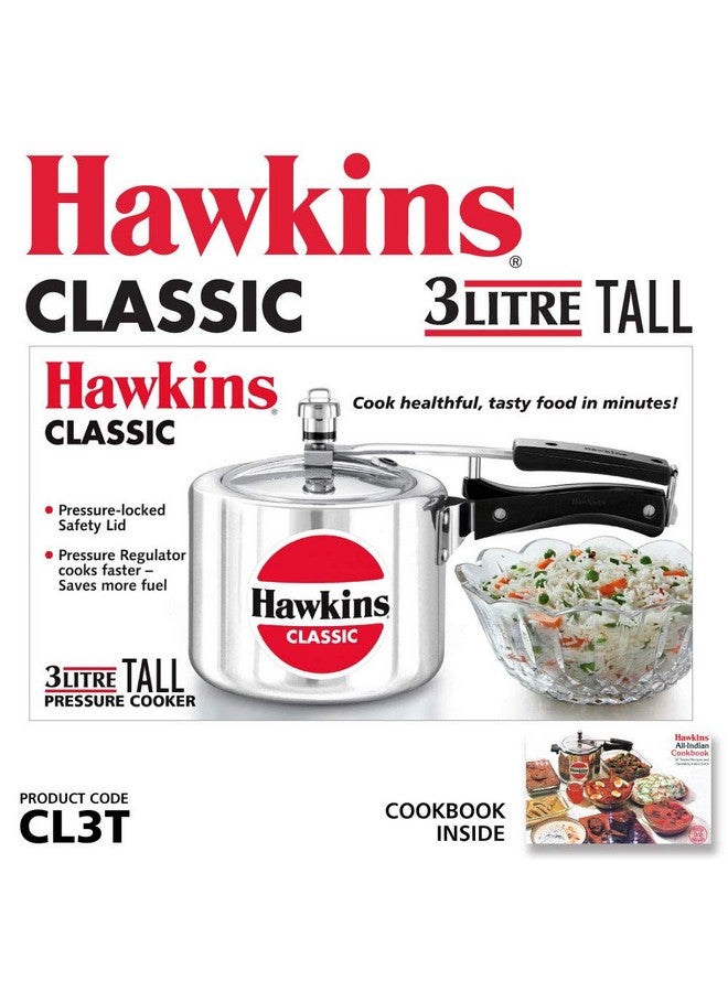 Hawkins Aluminium 3 Litre Classic Pressure Cooker, Tall Design Inner Lid Cooker, Best Cooker, Silver (Cl3T) - Image 2