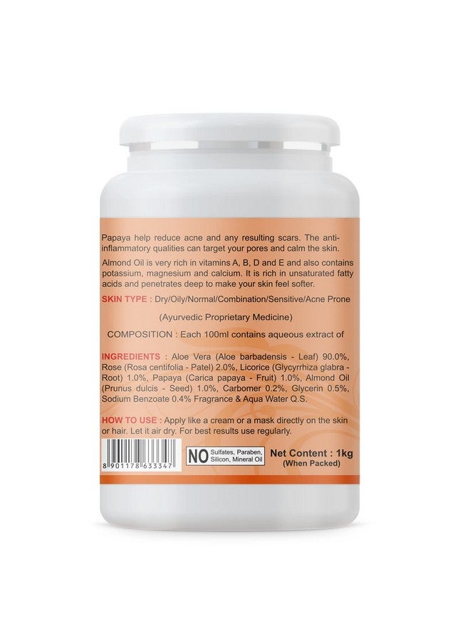 KAZIMA Aloe Papaya Gel With Pure Aloe Vera, Papaya & Vitamin C, E For Face, Skin & Hair - Moisturizing, Skin Brightening, Acne Scars, Wrinkles, Sunburn & Dark Circles (1Kg)  - Image 2
