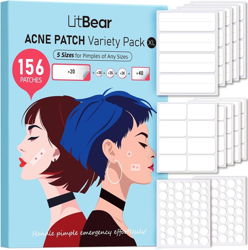 LitBear Large Pimple Patches Acne Patches for Face Chin Back or Body Hydrocolloid Patches Suitable for All Skin Types