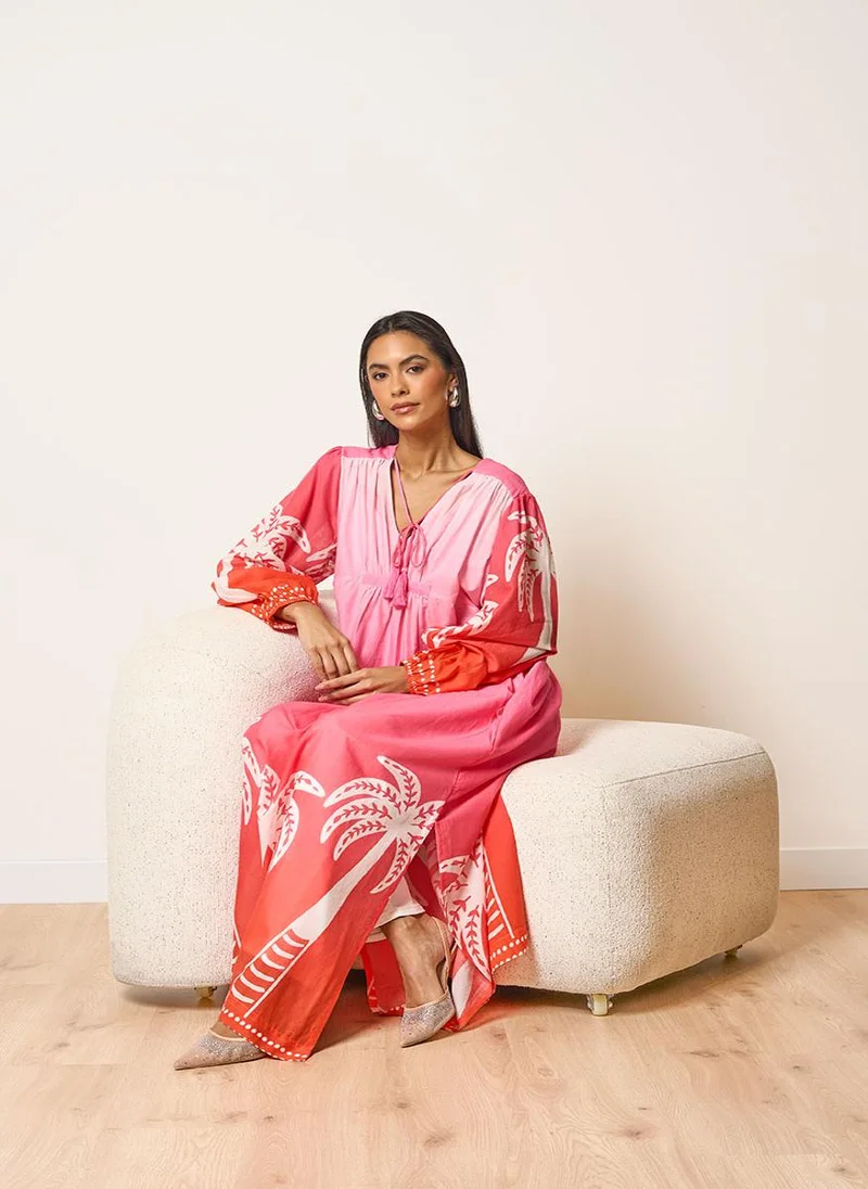 Couturelabs Ombre Printed Kaftan Dress with Inner
