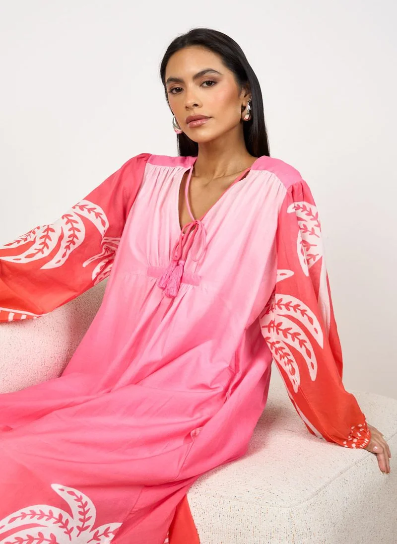 Couturelabs Ombre Printed Kaftan Dress with Inner