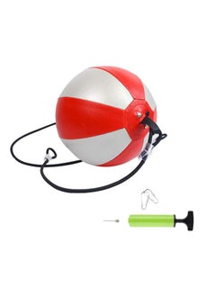 Generic Boxing Speed Ball Punching Ball Hanging Reflex Striking Bag Suspended Double End Adult Exercise Floor to Ceiling Bag Training Combat Ball Speedball Set M Silver + Red  - Image 1
