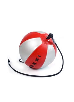 Generic Boxing Speed Ball Punching Ball Hanging Reflex Striking Bag Suspended Double End Adult Exercise Floor to Ceiling Bag Training Combat Ball Speedball Set M Silver + Red  - Image 2