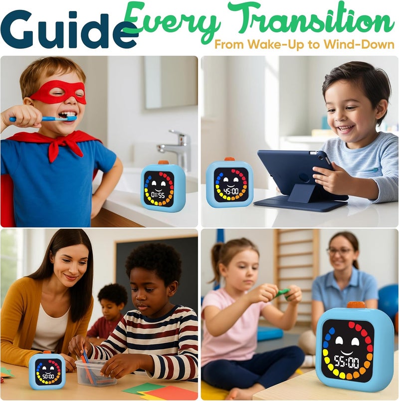 VISSE Digital Visual Timer for Kids - Rechargeable 99 Min Timer - Focus & Smoother Routines - Visual Timer for Classroom, ADHD Autism Toddler Support - Daily Use at Home, Therapy or School - Image 4