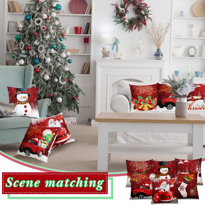 Tatuo 6 Pcs Christmas Pillow Covers Cushion Covers Decoration Christmas Pillow Cover Holiday Decor Throw Pillow Case for Sofa Couch Christmas Office Bedroom Decorations (Funny Style 20 x 20 in) - Image 5