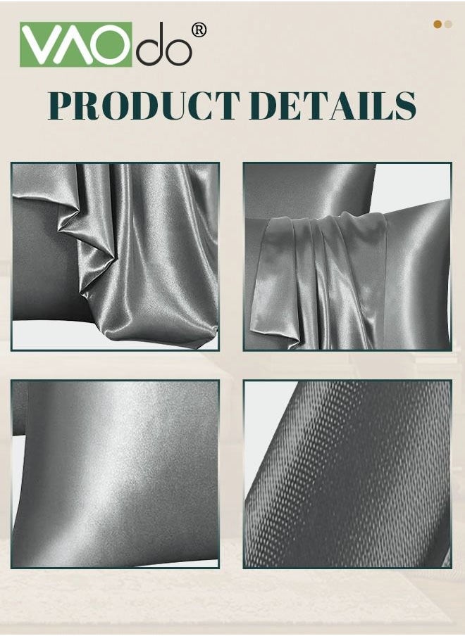 VAOdo 2 Silk Pillowcase Set Soft Breathable 51*102CM Grey  - Image 5