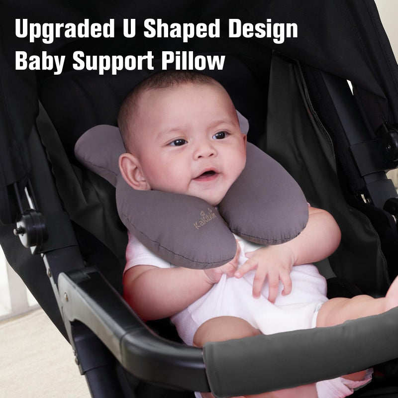 KAKIBLIN Baby Travel Pillow, Upgraded Baby Neck Pillow for Car Seat, Head Support Pillow for Car Seat Pushchair, Grey - Image 3
