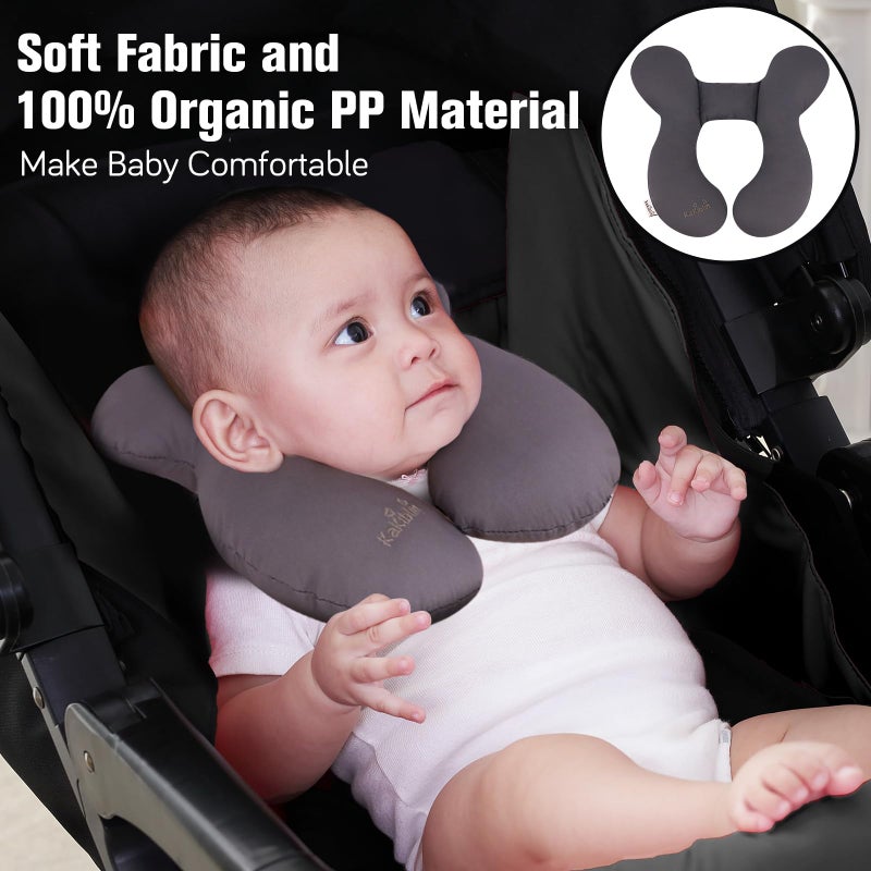 KAKIBLIN Baby Travel Pillow, Upgraded Baby Neck Pillow for Car Seat, Head Support Pillow for Car Seat Pushchair, Grey - Image 2