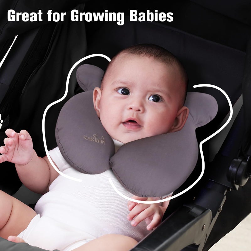 KAKIBLIN Baby Travel Pillow, Upgraded Baby Neck Pillow for Car Seat, Head Support Pillow for Car Seat Pushchair, Grey - Image 4