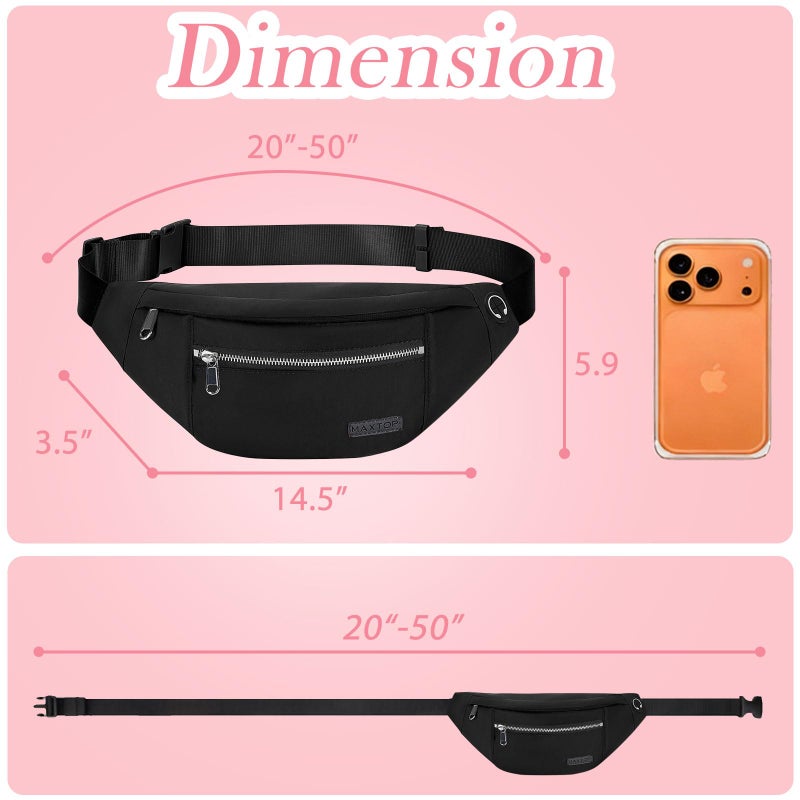 MAXTOP Large Crossbody Fanny Pack Belt Bag for Women Men with 4-Zipper Pockets Gifts for Enjoy Sports Yoga Running Workout Walking Casual Travel Wallets Fashion Waist Pack Phone Bag - Image 4