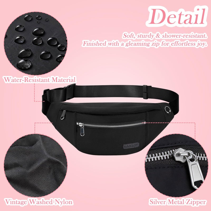 MAXTOP Large Crossbody Fanny Pack Belt Bag for Women Men with 4-Zipper Pockets Gifts for Enjoy Sports Yoga Running Workout Walking Casual Travel Wallets Fashion Waist Pack Phone Bag - Image 5