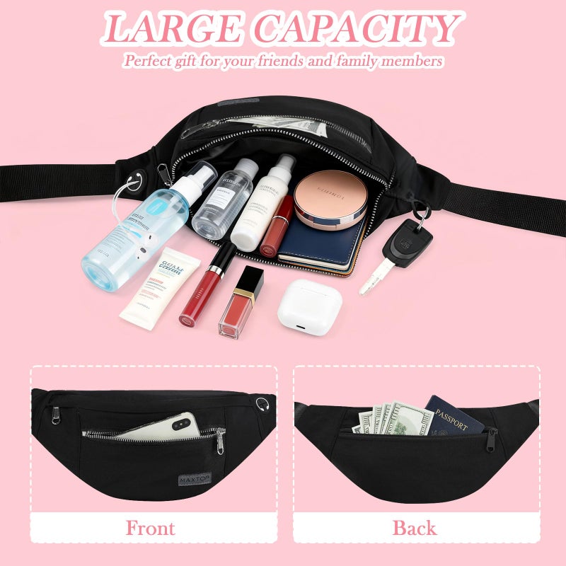 MAXTOP Large Crossbody Fanny Pack Belt Bag for Women Men with 4-Zipper Pockets Gifts for Enjoy Sports Yoga Running Workout Walking Casual Travel Wallets Fashion Waist Pack Phone Bag - Image 3
