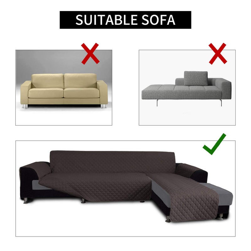 Easy-Going Sofa Slipcover L Shape Sofa Cover Sectional Couch Cover Chaise Lounge Cover Reversible Sofa Cover Furniture Protector Cover for Pets Kids Children Dog Cat (X-Large, Chocolate/Chocolate), Machine Washable - Image 4