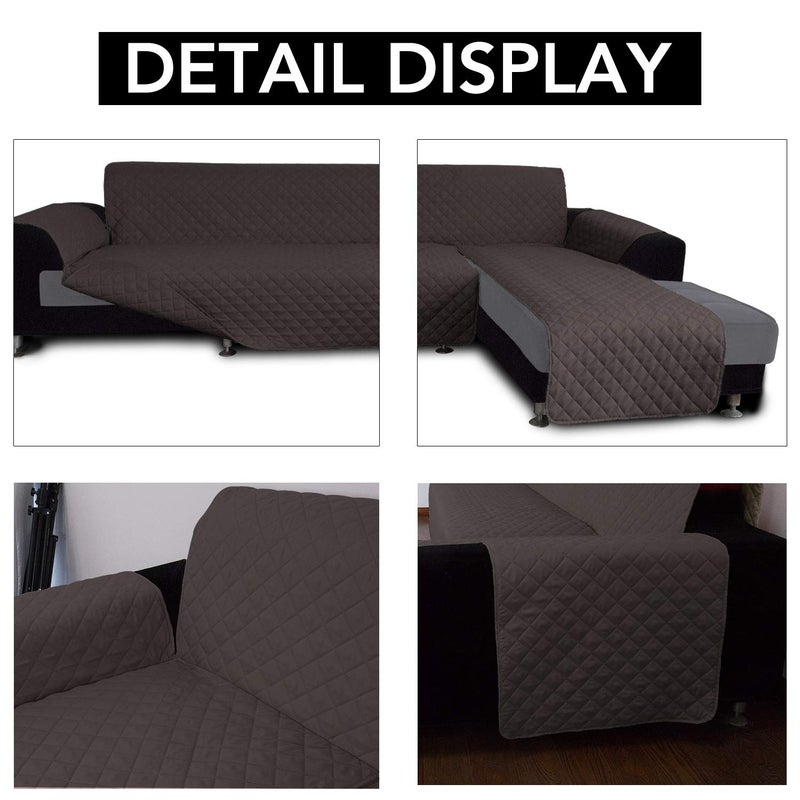 Easy-Going Sofa Slipcover L Shape Sofa Cover Sectional Couch Cover Chaise Lounge Cover Reversible Sofa Cover Furniture Protector Cover for Pets Kids Children Dog Cat (X-Large, Chocolate/Chocolate), Machine Washable - Image 3