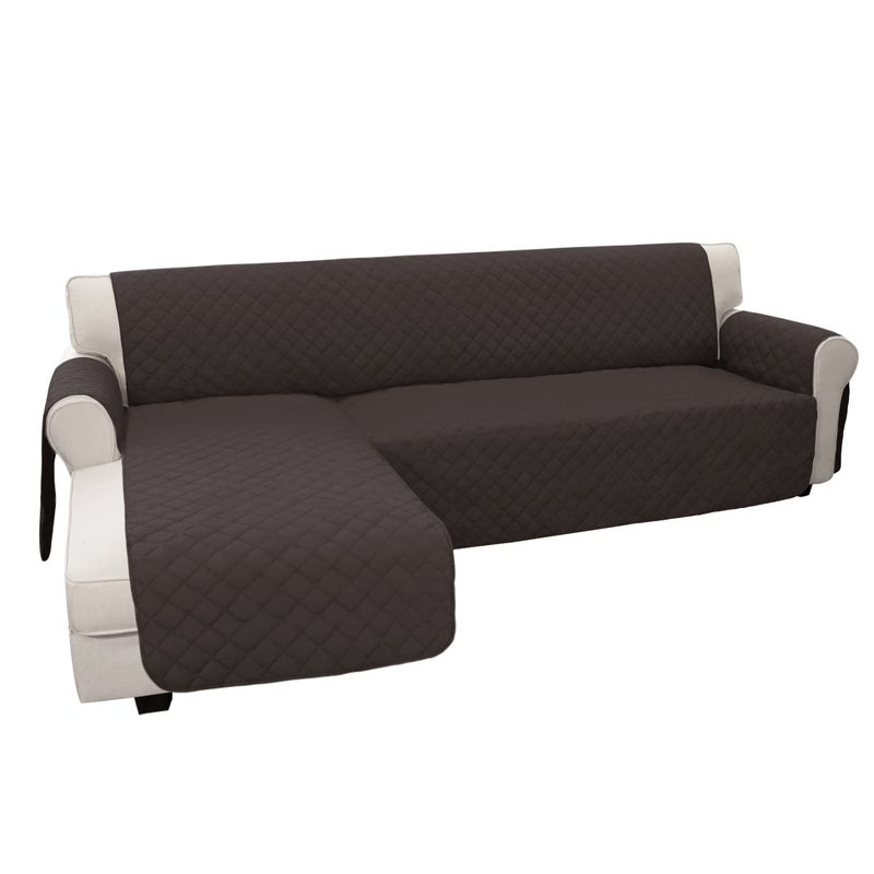 Easy-Going Sofa Slipcover L Shape Sofa Cover Sectional Couch Cover Chaise Lounge Cover Reversible Sofa Cover Furniture Protector Cover for Pets Kids Children Dog Cat (X-Large, Chocolate/Chocolate), Machine Washable - Image 1