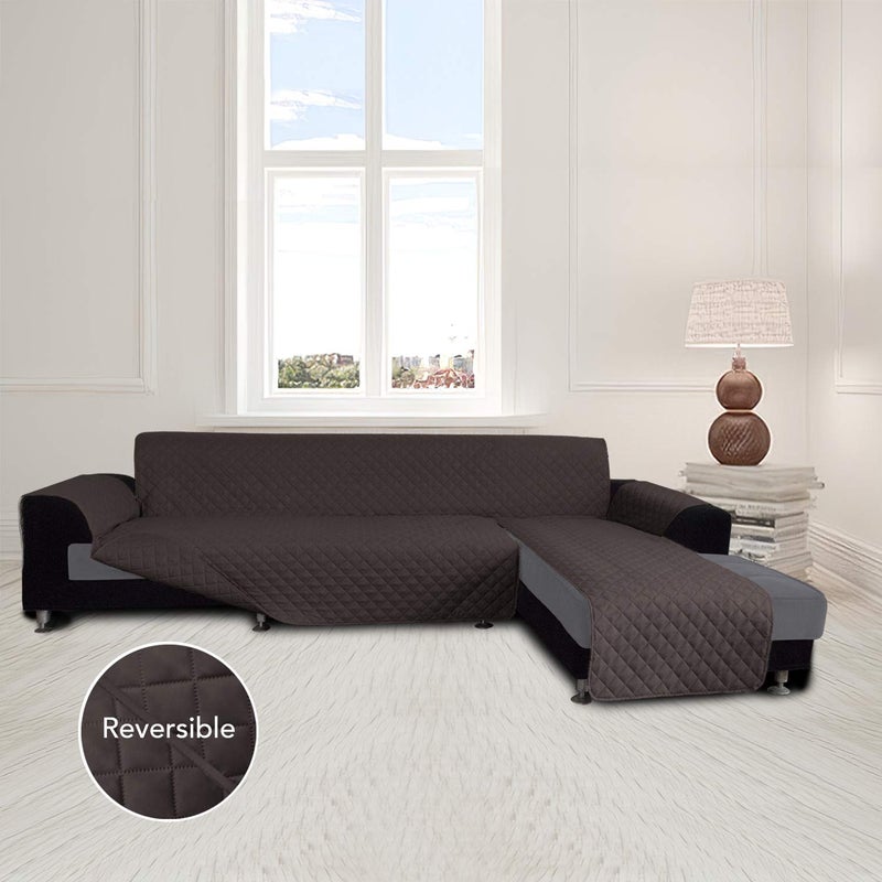 Easy-Going Sofa Slipcover L Shape Sofa Cover Sectional Couch Cover Chaise Lounge Cover Reversible Sofa Cover Furniture Protector Cover for Pets Kids Children Dog Cat (X-Large, Chocolate/Chocolate), Machine Washable - Image 2
