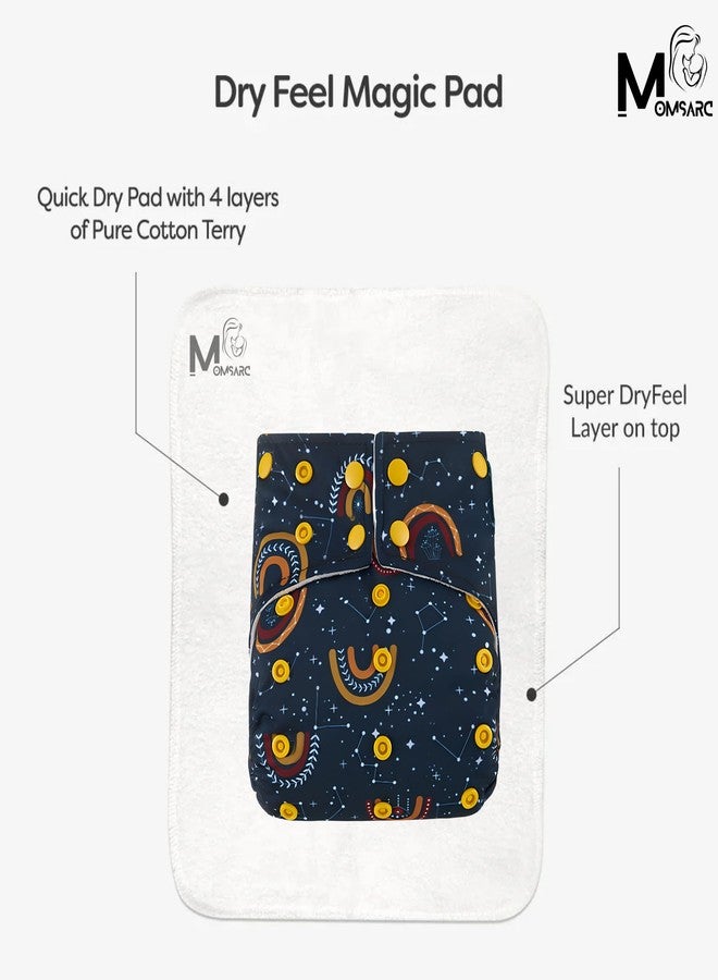 MOMSARC Cotton Diaper for New Born Baby+ 2 insert pads| Freesize Washable & Reusable Diapers for Babies 0-3 Years | Adjustable Cotton Langot with Quick Dry Pad/Insert | Leak Proof Cloth diaper (Pack of 2) - Image 3
