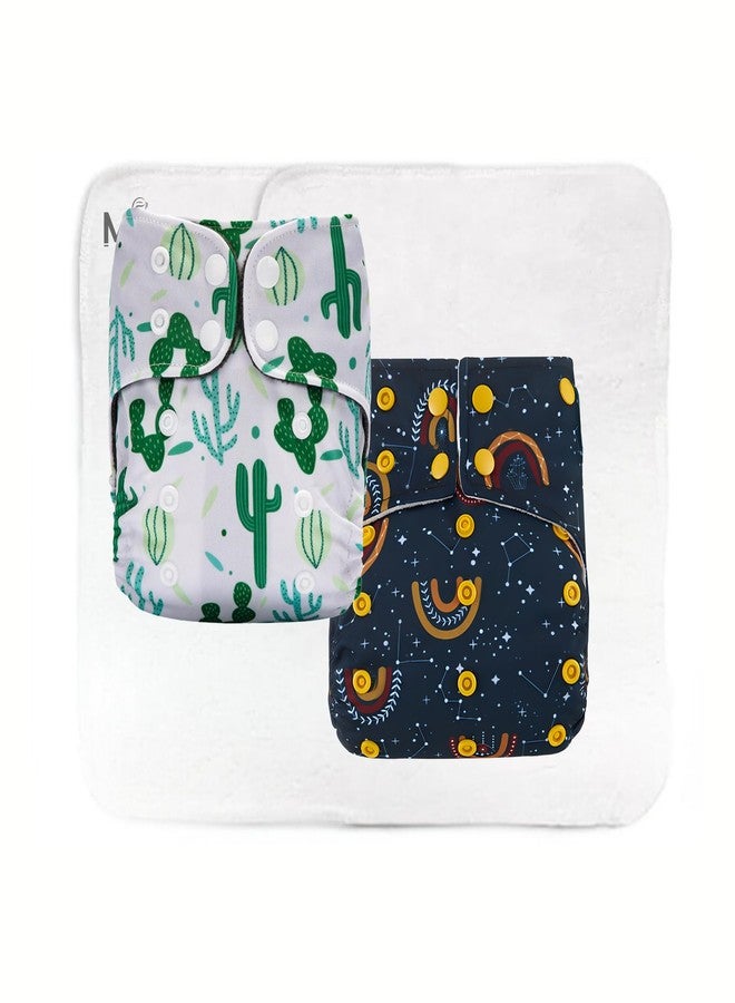 MOMSARC Cotton Diaper for New Born Baby+ 2 insert pads| Freesize Washable & Reusable Diapers for Babies 0-3 Years | Adjustable Cotton Langot with Quick Dry Pad/Insert | Leak Proof Cloth diaper (Pack of 2) - Image 1