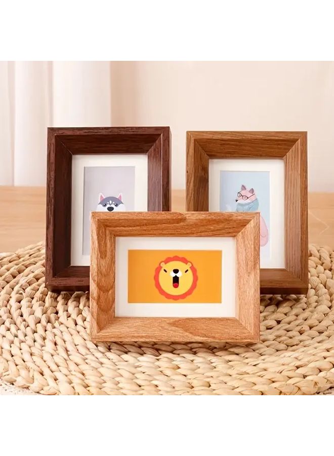 إطار صورة مصغّر قديم بلون خشب الزان مع لوح زجاجي للعرض على سطح المكتب - Image 3