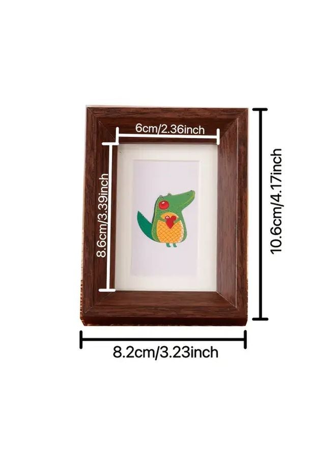 إطار صورة مصغّر قديم بلون خشب الزان مع لوح زجاجي للعرض على سطح المكتب - Image 5