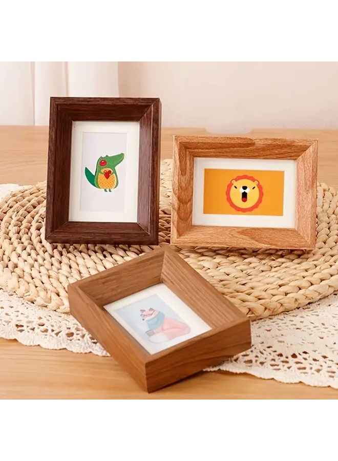 إطار صورة مصغّر قديم بلون خشب الزان مع لوح زجاجي للعرض على سطح المكتب - Image 2