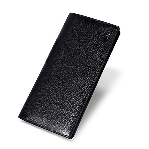 Banuce Slim Leather Long Bifold Wallet for Men Business Clutch Purse Card Holder Organizer Black - Image 1
