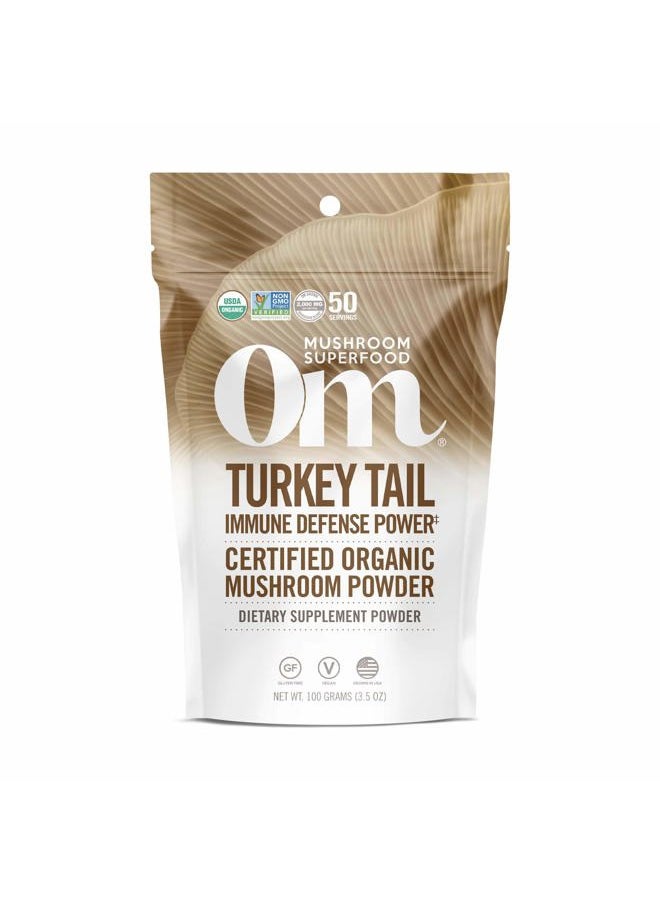 OM - Turkey Tail Organic Mushroom Powder, 3.5 Ounce, 50 Servings, Immune Support, Polysacchrides, Beta-Glucans, Gut Health & Holistic Defense Mushroom Supplement - Image 1